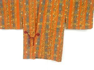 縞に草花模様道中着